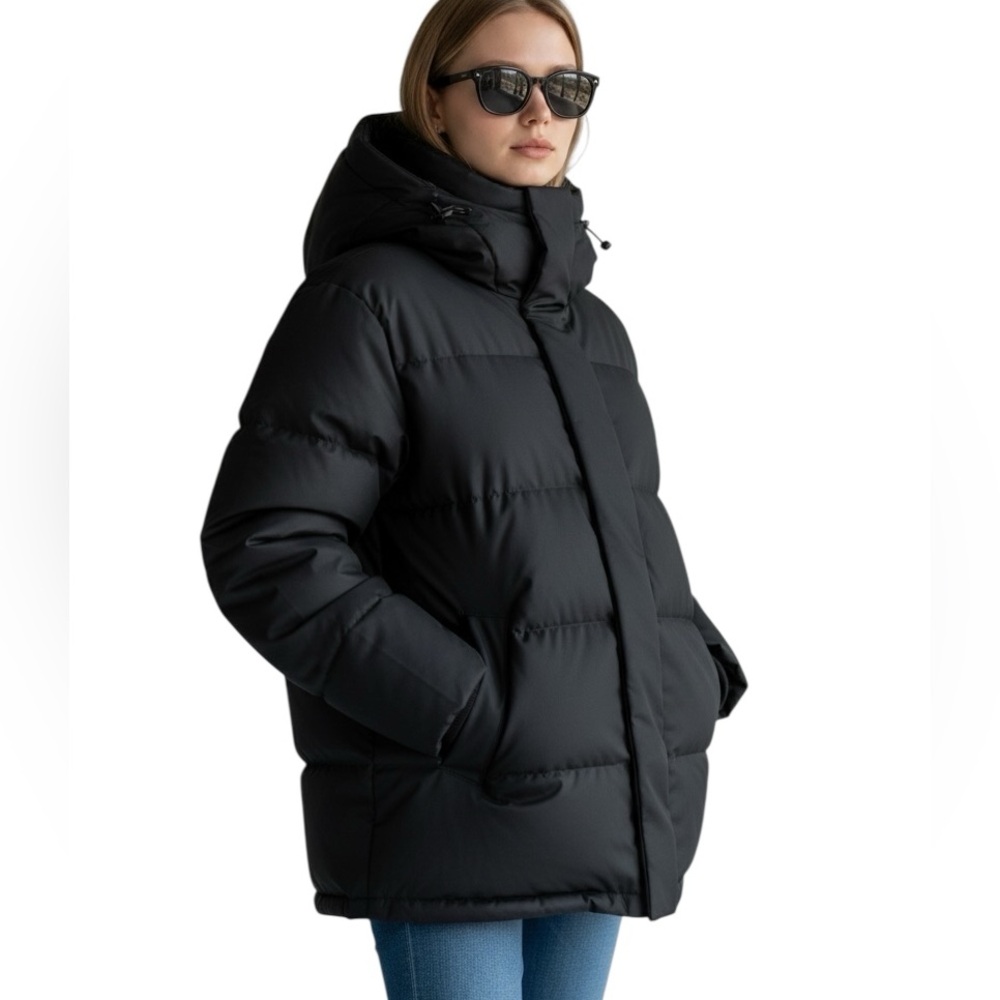 Rains Block Puffer Jacket Black Insulated Waterproof Breathable Coat Womens M